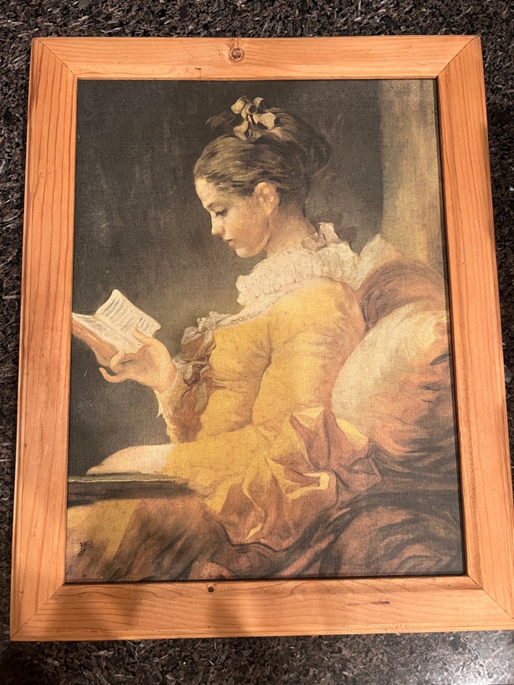 Unbranded Yellow Reading Girl Classic Wall Art Print